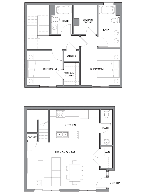 Floor plan layout diagram for 2L Townhome